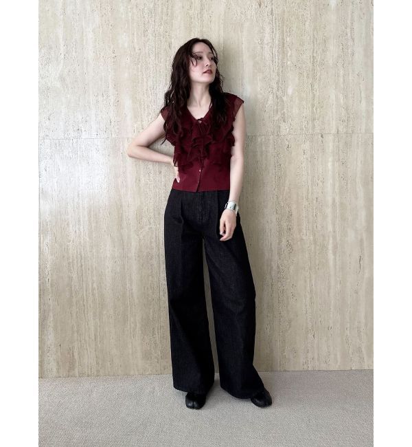 LAGUNAMOON「タックデニムワイドパンツ」|デニム|