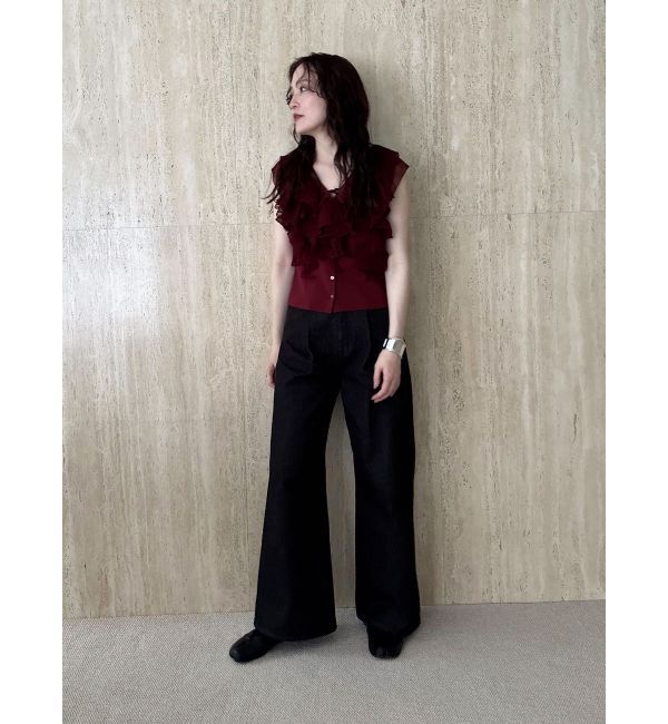 LAGUNAMOON「タックデニムワイドパンツ」|デニム|