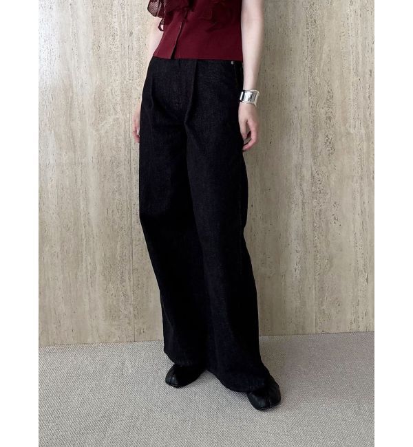 LAGUNAMOON「タックデニムワイドパンツ」|デニム|