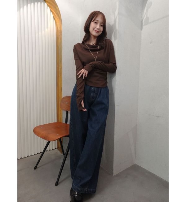 LAGUNAMOON「タックデニムワイドパンツ」|デニム|