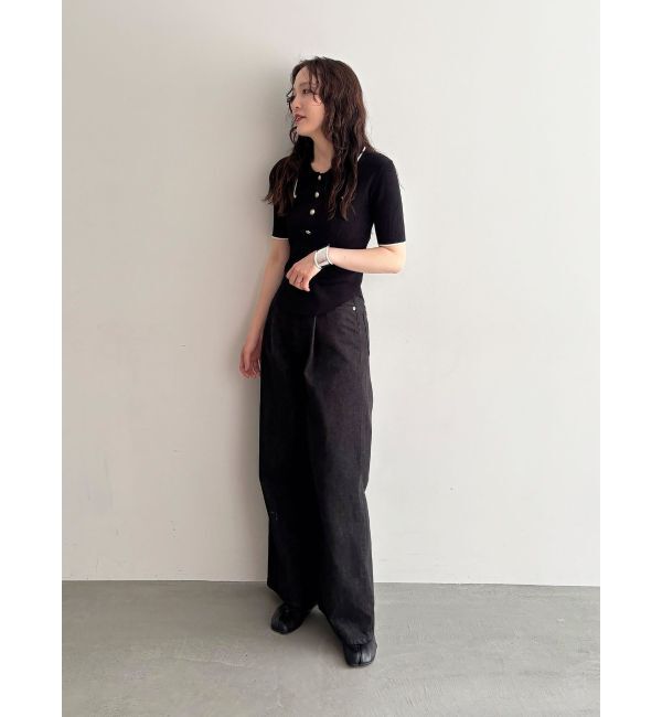 LAGUNAMOON「タックデニムワイドパンツ」|デニム|