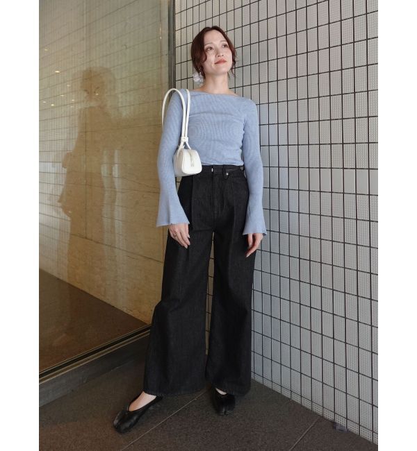 LAGUNAMOON「タックデニムワイドパンツ」|デニム|