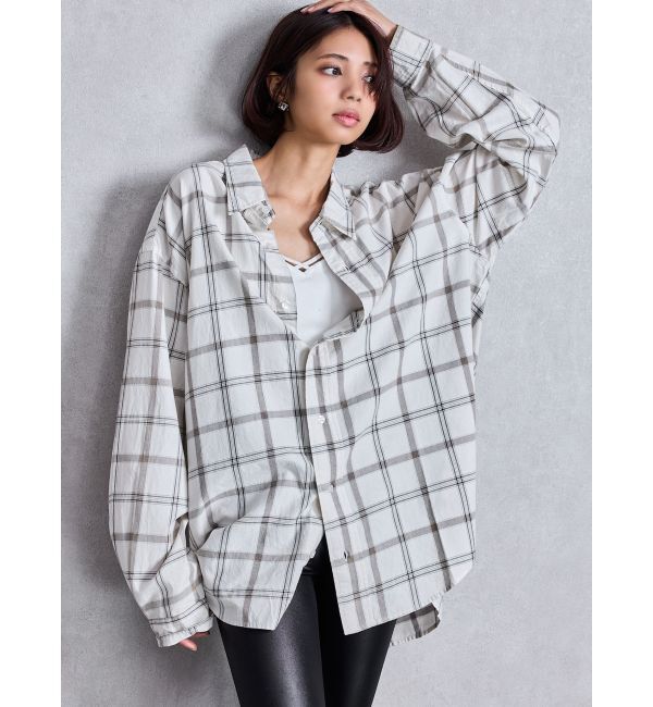 GYDA「Trad comfort checkシャツ」|シャツ・ブラウス|オフホワイト