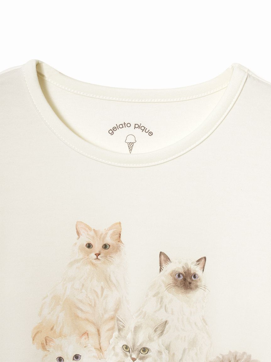 GELATO PIQUE KIDS & BABY「【JUNIOR】フラワーキャット柄プルオーバー&ロングパンツセット」|ルームウェア|