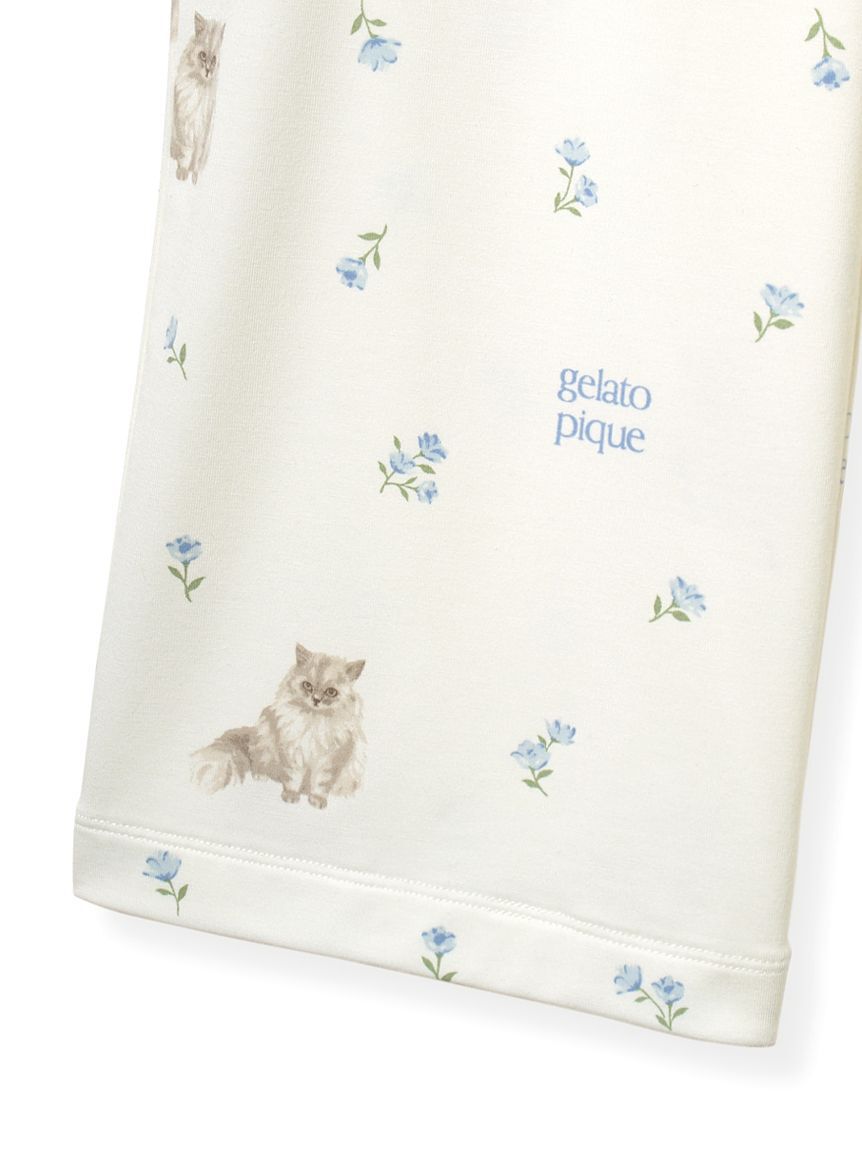 GELATO PIQUE KIDS & BABY「【JUNIOR】フラワーキャット柄プルオーバー&ロングパンツセット」|ルームウェア|