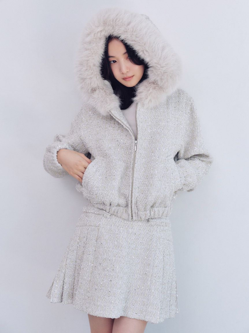 SNIDEL「サイドプリーツツイードミニスカート」|スカート|