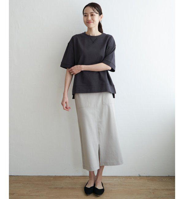 ikka「ミニ裏毛スウェットライク半袖Tシャツ」|Tシャツ・カットソー|