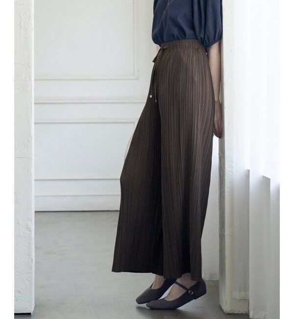 ikka「さらっとプリーツワイドパンツ」|その他|Dkブラウン