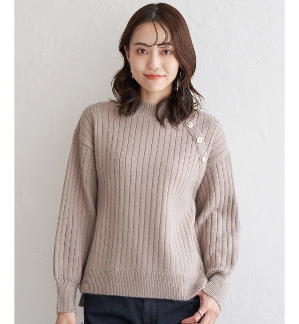 ikka「肩ボタンワイドリブニットプルオーバー」|プルオーバー|