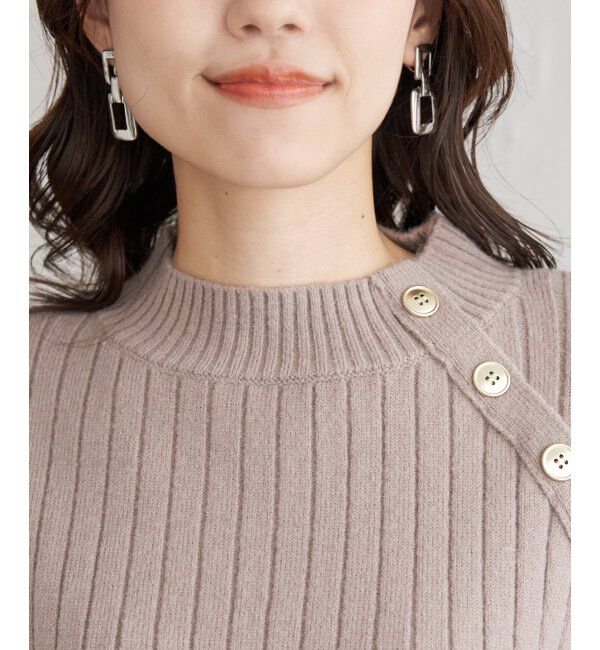 ikka「肩ボタンワイドリブニットプルオーバー」|プルオーバー|