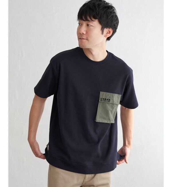 ikka「URBAN NATURE LIFE アーバンネイチャーライフ フラップポケットTシャツ」|Tシャツ・カットソー|ネイビーブルー