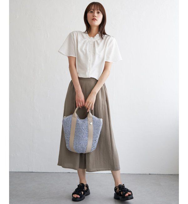 ikka「襟フリル2WAY半袖ブラウス」|シャツ・ブラウス|