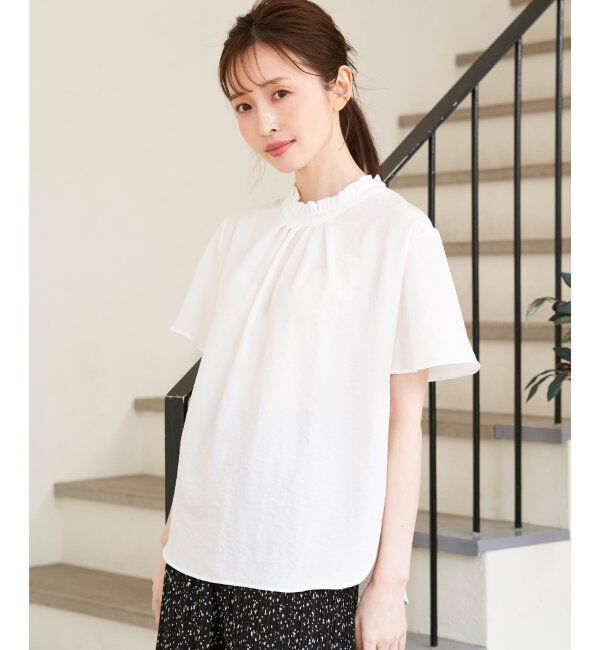 ikka「襟フリル2WAY半袖ブラウス」|シャツ・ブラウス|