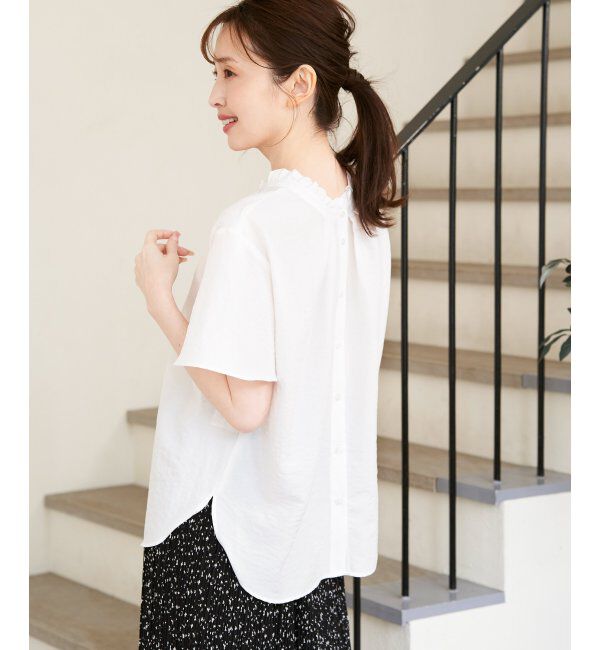 ikka「襟フリル2WAY半袖ブラウス」|シャツ・ブラウス|