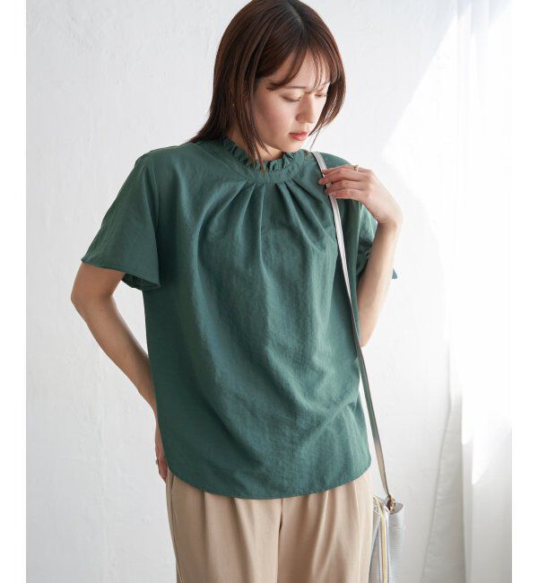 ikka「襟フリル2WAY半袖ブラウス」|シャツ・ブラウス|グリーン
