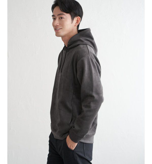 ikka「GOKU楽スエードハーフジップパーカ」|パーカー|