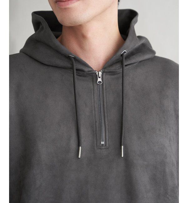 ikka「GOKU楽スエードハーフジップパーカ」|パーカー|