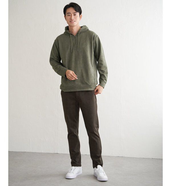 ikka「GOKU楽スエードハーフジップパーカ」|パーカー|