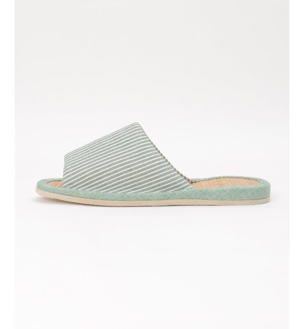 Lbc with Life「茶竹ストライプ柄スリッパ」|ルームシューズ|