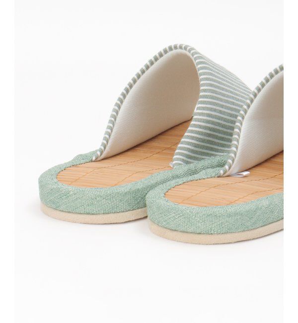 Lbc with Life「茶竹ストライプ柄スリッパ」|ルームシューズ|