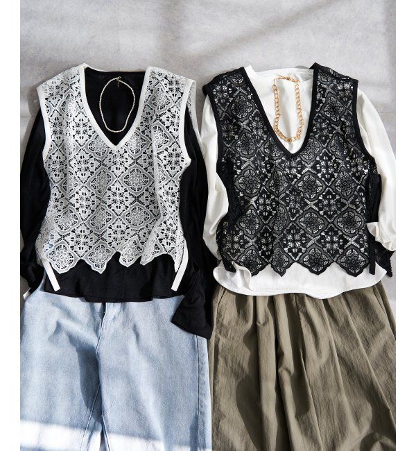 Lbc with Life「レース2WAYベスト」|シャツ・ブラウス|