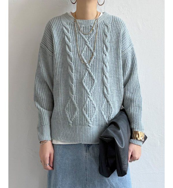 Lbc with Life「マットモールケーブルニットプルオーバー」|カーディガン|ブルー