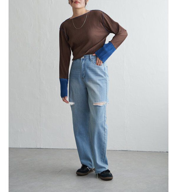 VENCE share style「プリーツ加工配色袖トップス」|その他|