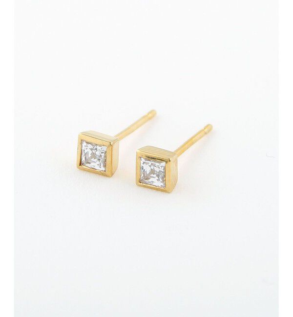 Jouete「スクエア ピアス」|ピアス|イエローゴールド