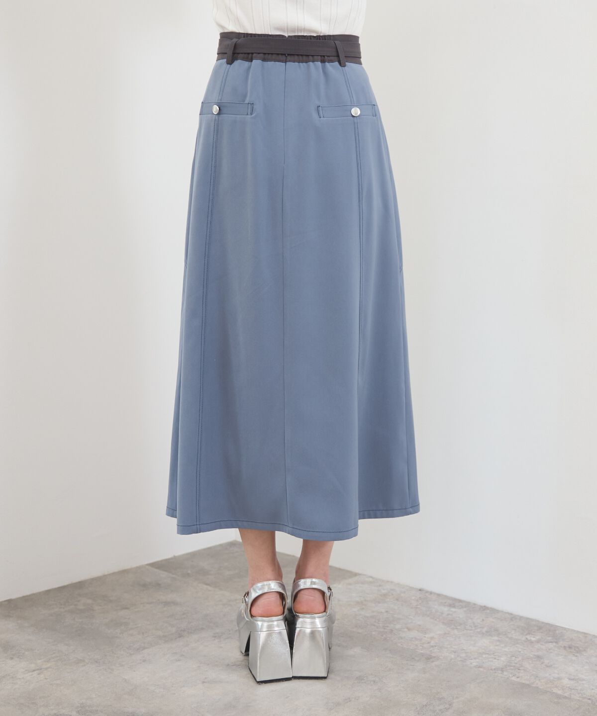 REDYAZEL「バイカラーパネルロングスカート」|台形|