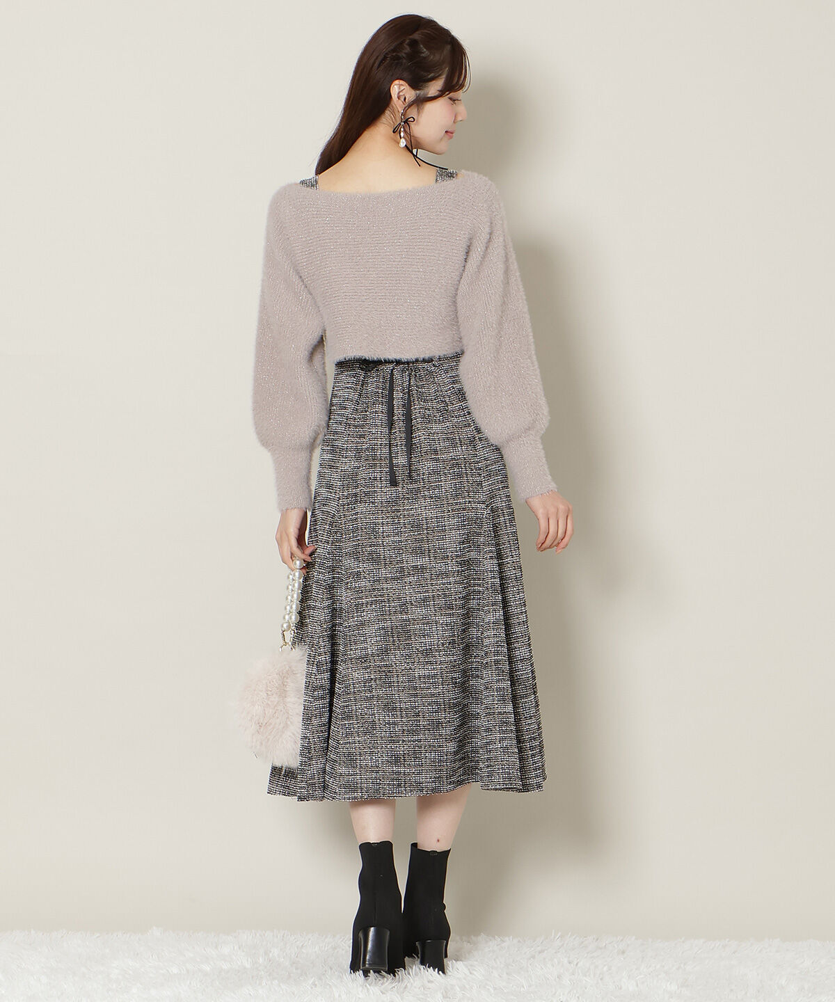 WILLSELECTION「カットツイードワンピース&times;フェザーニットSET」|ワンピース|