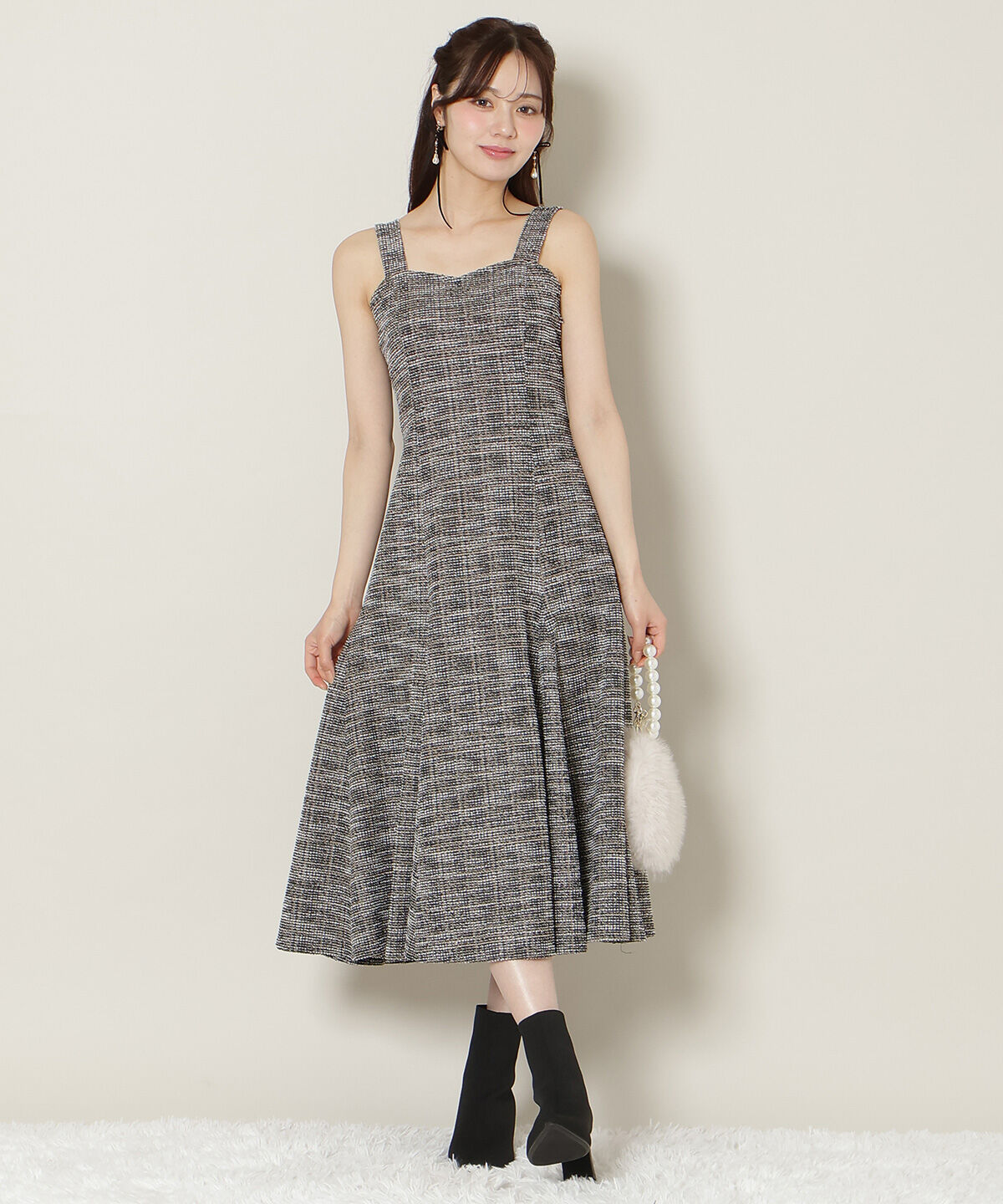 WILLSELECTION「カットツイードワンピース&times;フェザーニットSET」|ワンピース|