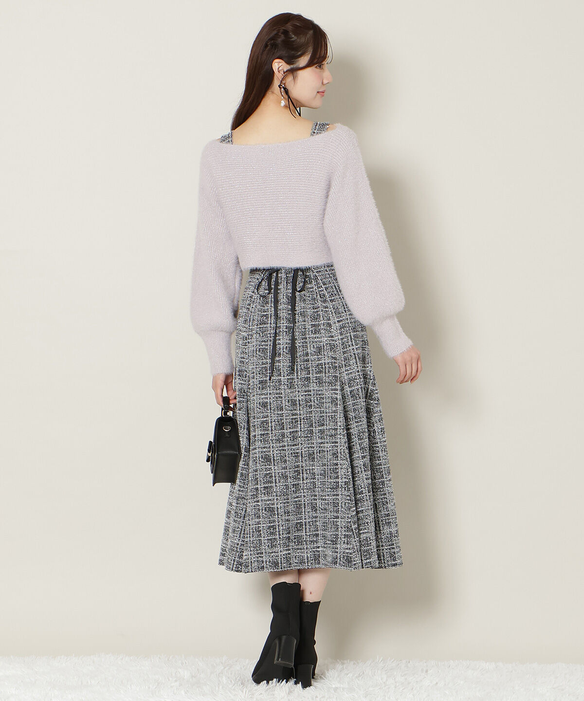 WILLSELECTION「カットツイードワンピース&times;フェザーニットSET」|ワンピース|