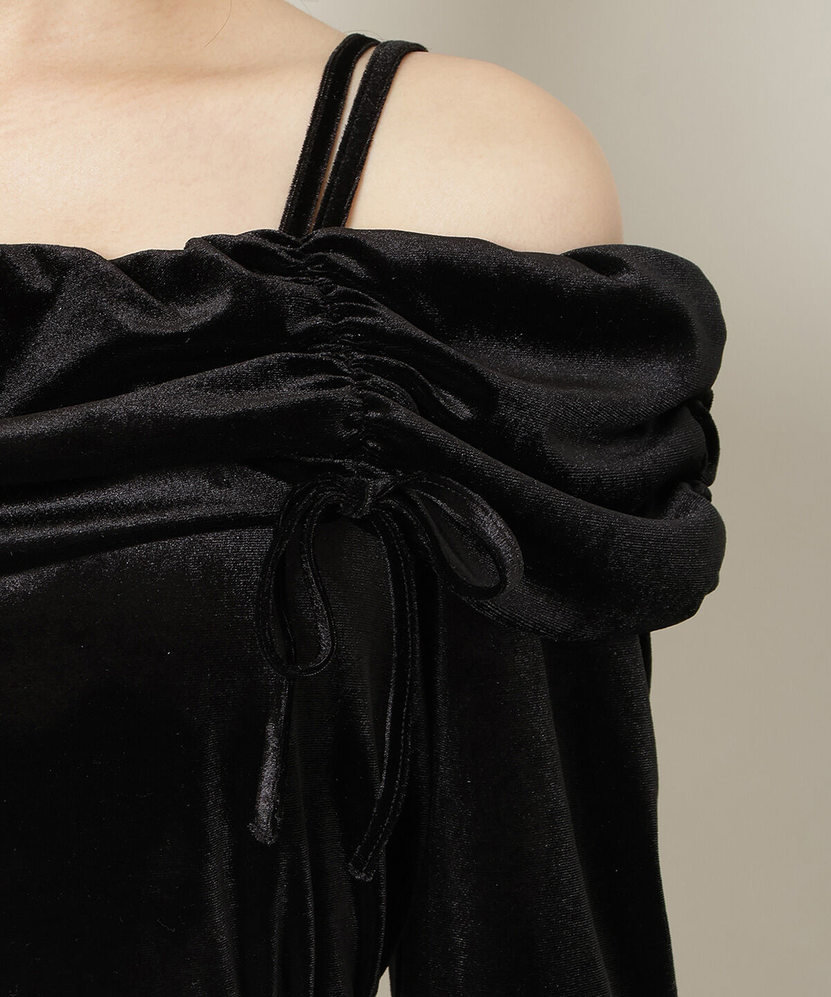 WILLSELECTION「ギャザーオフショルベロアトップス」|ニット・セーター|