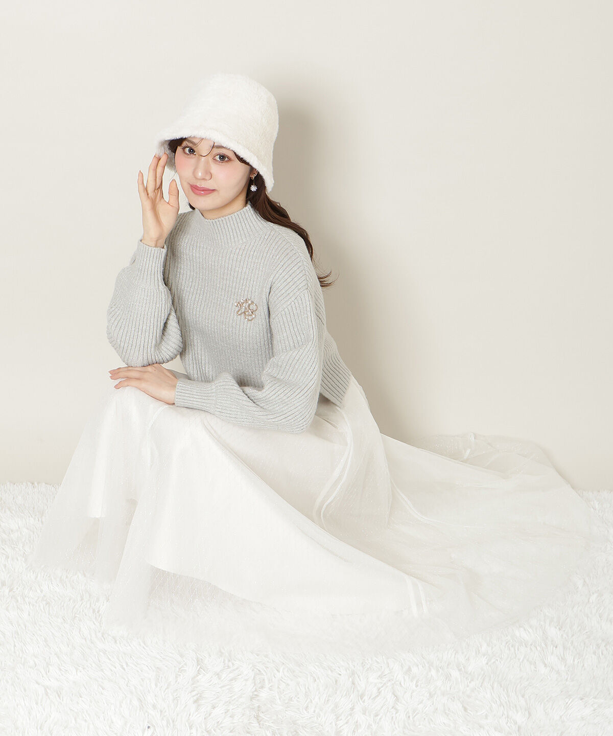 WILLSELECTION「ブローチ付きクロップドラメニット」|ニット・セーター|