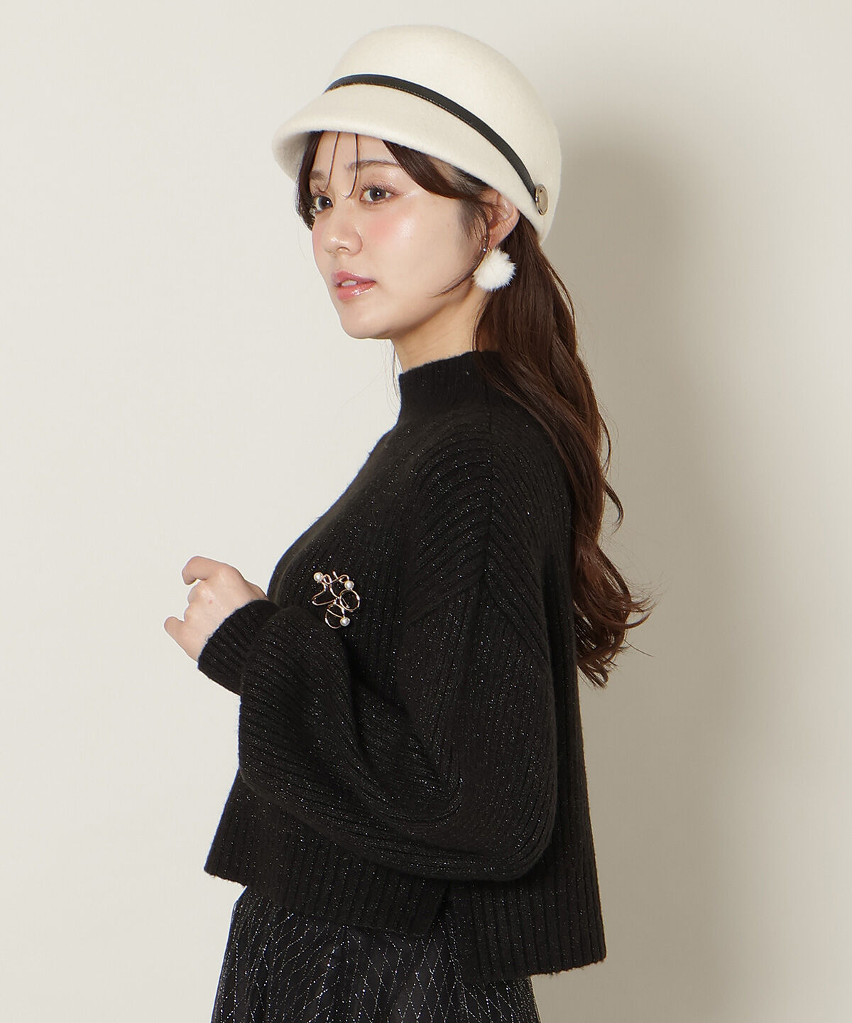 WILLSELECTION「ブローチ付きクロップドラメニット」|ニット・セーター|