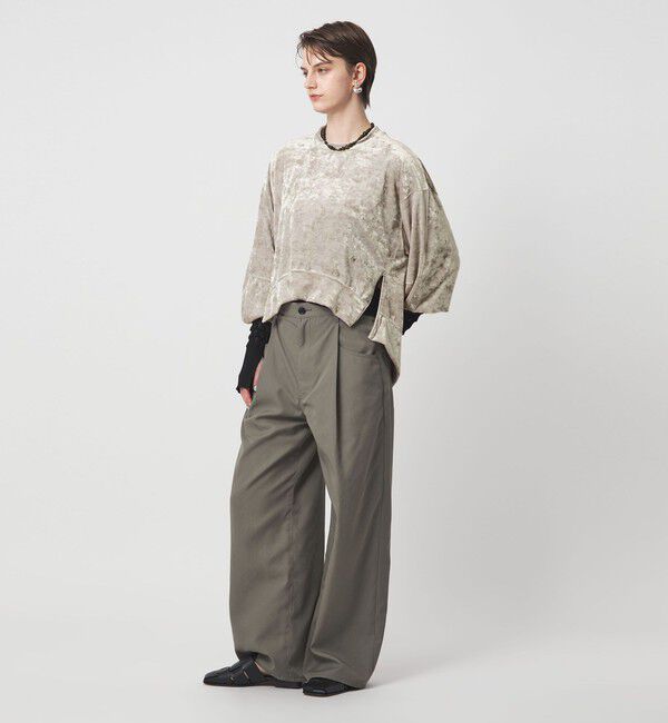 ASTRAET「＜ASTRAET＞ベロア スソジップ クルーネックカットソー」|Tシャツ・カットソー|