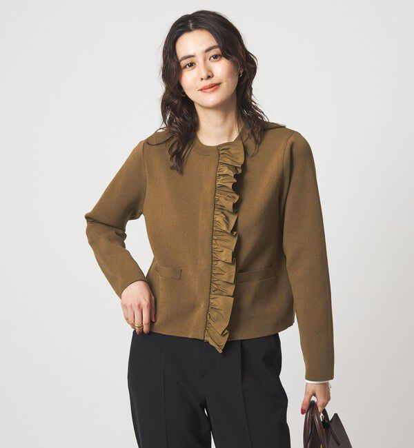 UNITED ARROWS green label relaxing「フロント フリル ニット カーディガン」|カーディガン|