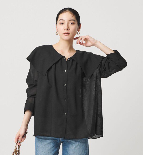 BEAUTY&YOUTH UNITED ARROWS「ポリエステル ビッグカラーシャツ 防シワ ウォッシャブル」|シャツ・ブラウス|BLACK