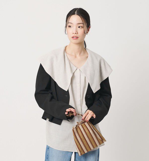 BEAUTY&YOUTH UNITED ARROWS「ポリエステルブレンド カラーレス ショートジャケット」|ノーカラージャケット|