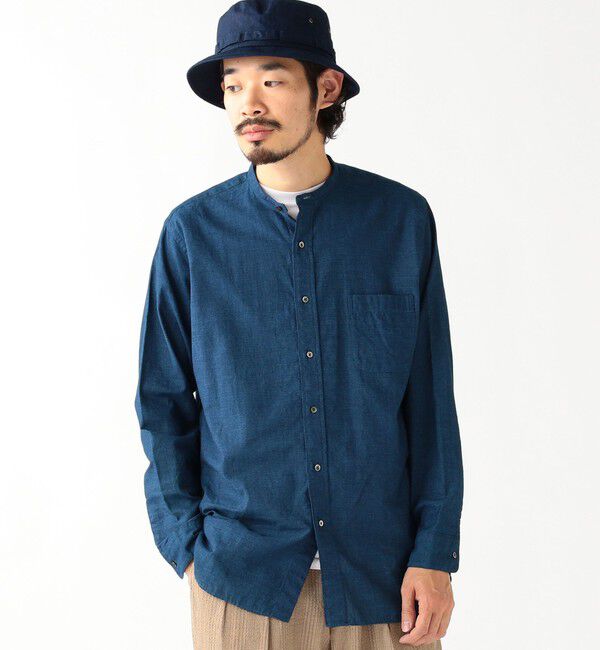 BEAMS PLUS「BEAMS PLUS / Band Collar Indigo Chambray」|シャツ・ブラウス|