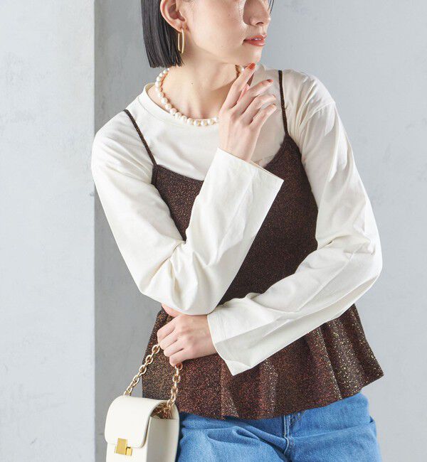 SHIPS for women「*〈手洗い可能〉ラメ ペプラム キャミソール 24SS ◇」|ベスト・ジレ|ブラウン