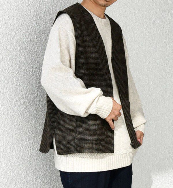 SHIPS any「SHIPS any: 〈手洗い可能〉リラックス ツイード ジップ ベスト◇」|ベスト・ジレ|ブラウン