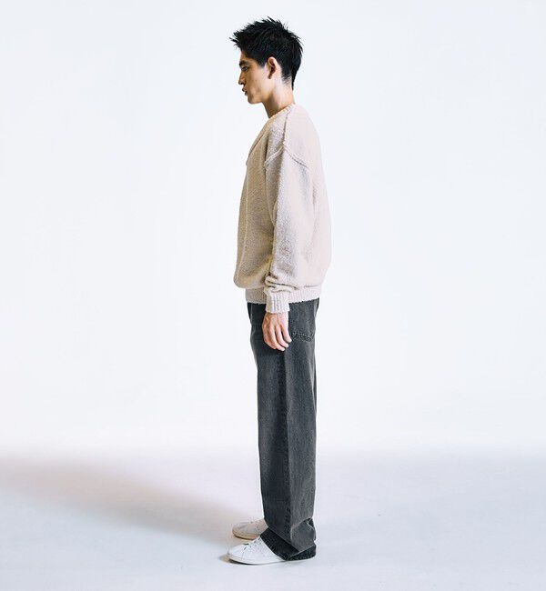 SHIPS「City Ambient Products:〈手洗い可能〉ループヤーン ワイドリブ Vネック ニット」|ニット・セーター|