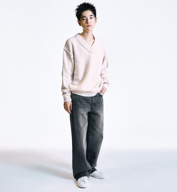 SHIPS「City Ambient Products:〈手洗い可能〉ループヤーン ワイドリブ Vネック ニット」|ニット・セーター|
