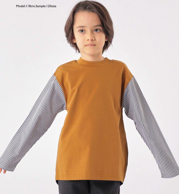 SHIPS KIDS「SHIPS KIDS:100～130cm / パターン 切替 長袖 TEE」|Tシャツ・カットソー|