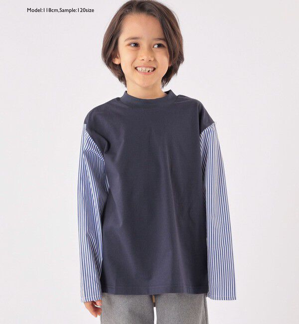SHIPS KIDS「SHIPS KIDS:100～130cm / パターン 切替 長袖 TEE」|Tシャツ・カットソー|