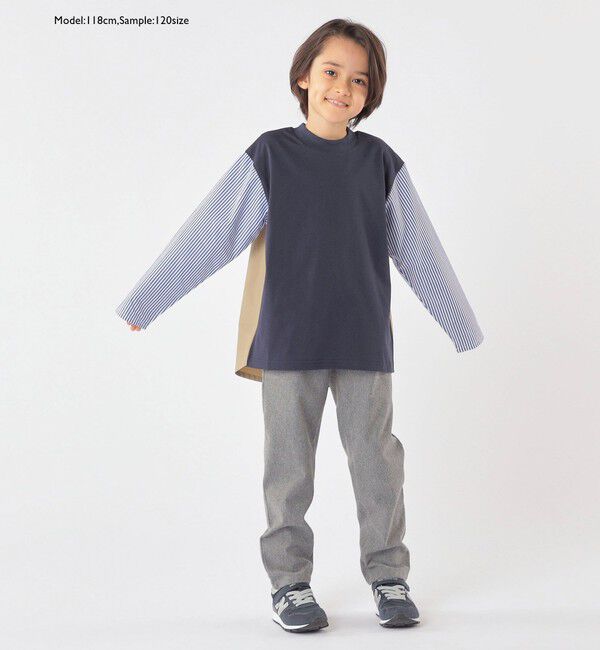 SHIPS KIDS「SHIPS KIDS:100～130cm / パターン 切替 長袖 TEE」|Tシャツ・カットソー|