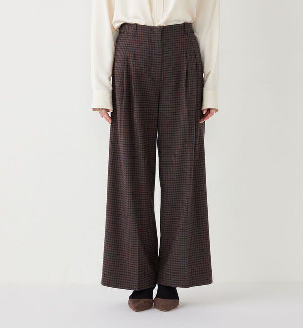SHIPS Colors 「SHIPS Colors:〈手洗い可能〉 起毛 チェック サイドボタン ワイドパンツ」|その他|