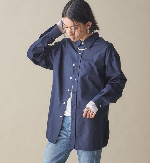 SHIPS for women「SHIPS NINE CASE:〈洗濯機可能〉レギュラーカラー シャツ」|シャツ・ブラウス|ネイビー