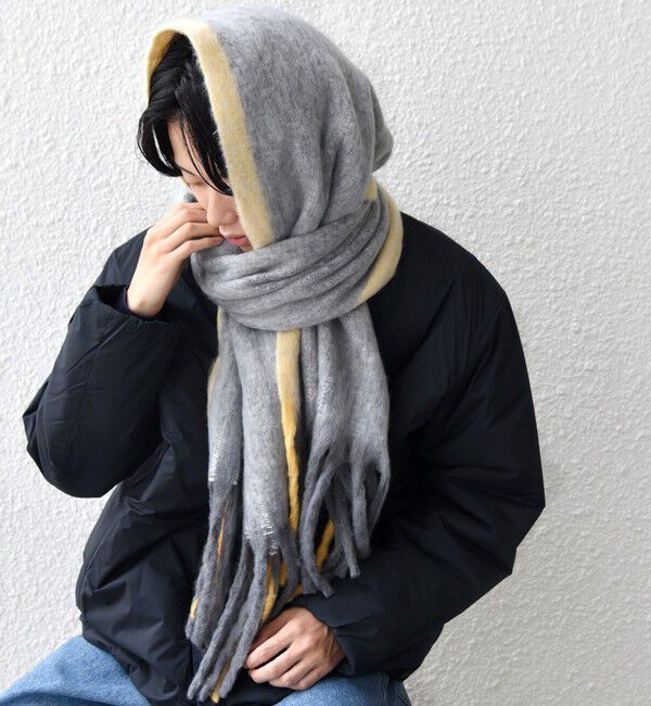 SHIPS any「SHIPS any:〈手洗い可能〉ボリューム シャギー スイッチ マフラー (ユニセックス)◇」|マフラー|グレー